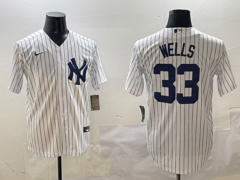 Men's New York Yankees David Wells #33 White Home Jersey